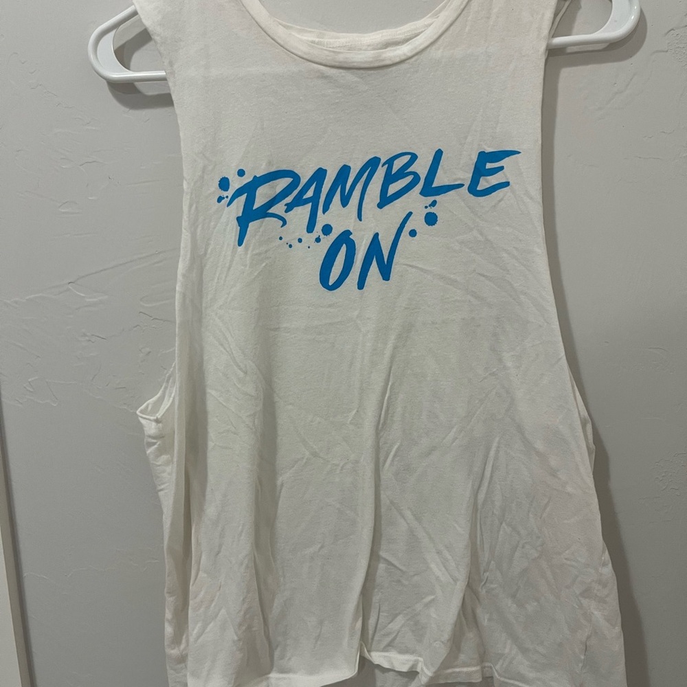 MATE the Label White Tank Top with Blue Print